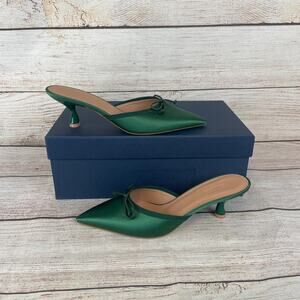 Chic Green Satin Mules